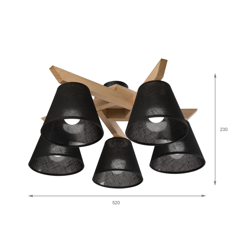 Brilagi - Lampadario a plafone ANTHONY 5xE14/40W/230V quercia/nero