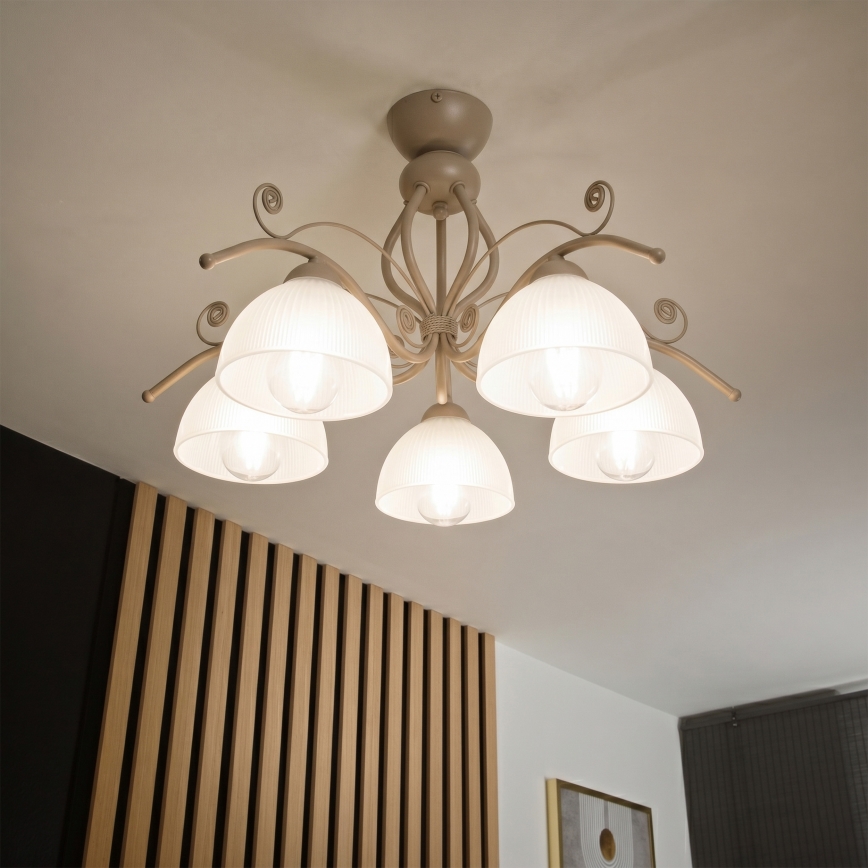 Brilagi - Lampadario a plafone ANTICO MODERN 5xE27/60W/230V beige