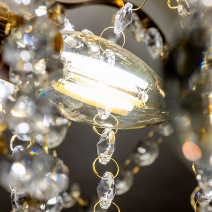 Brilagi - Lampadario a plafone CRYSTAL 6xE14/60W/230V oro