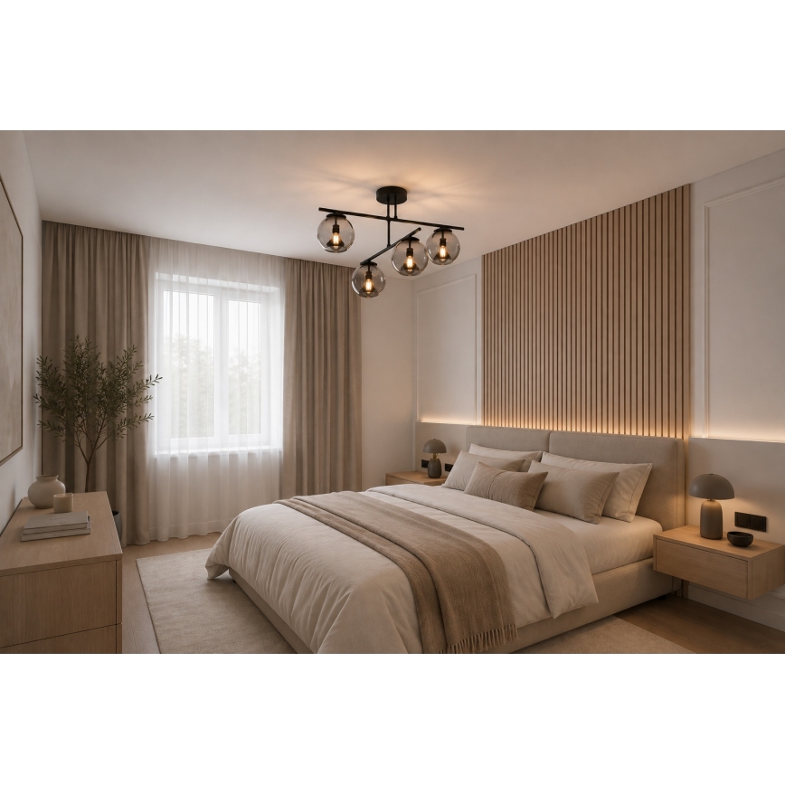 BRILAGI - Lampadario a plafone DIOR 4xE27/60W/230V nero/grigio fumo