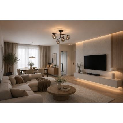 BRILAGI - Lampadario a plafone DIOR 4xE27/60W/230V nero/grigio fumo