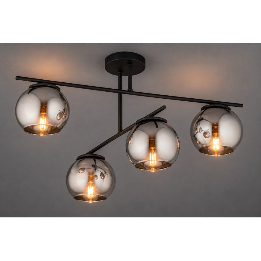 BRILAGI - Lampadario a plafone DIOR 4xE27/60W/230V nero/grigio fumo