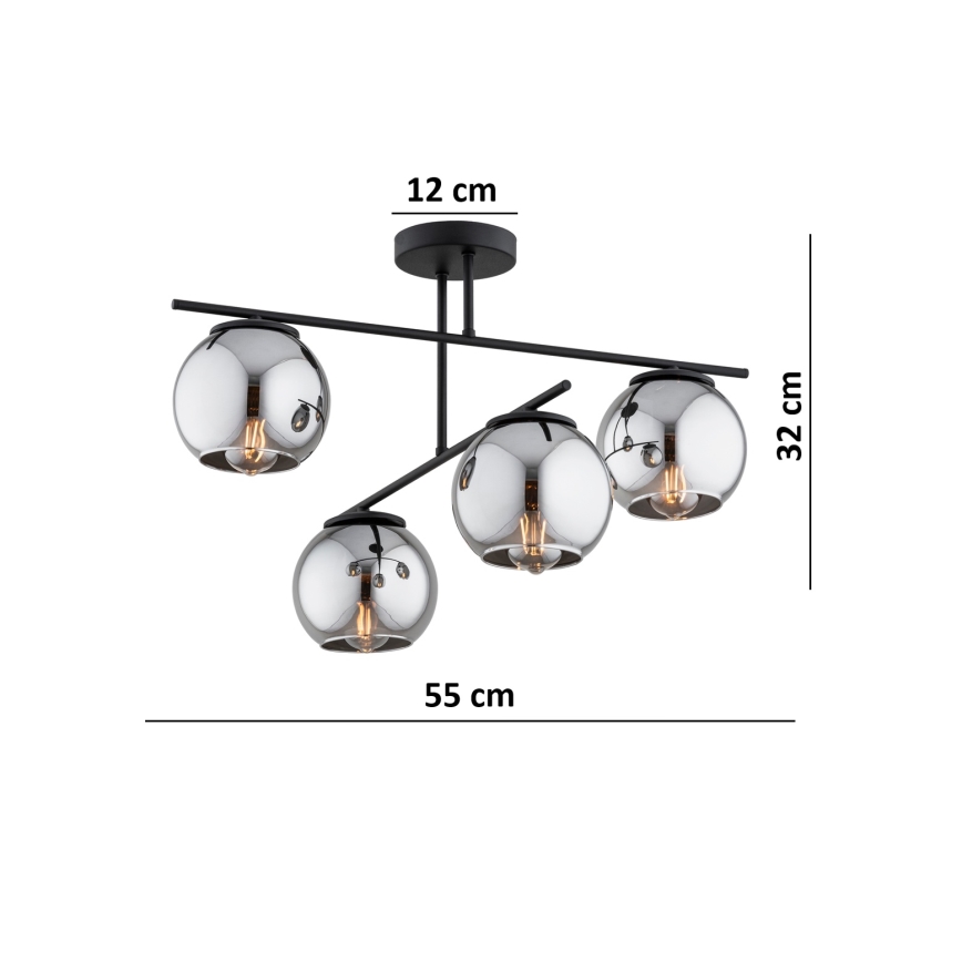 BRILAGI - Lampadario a plafone DIOR 4xE27/60W/230V nero/grigio fumo