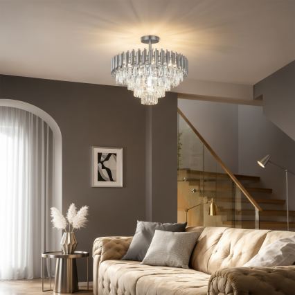 Brilagi - Lampadario a plafone ECLIPSE 7xE14/10W/230V Ø 48 cm, finitura argento