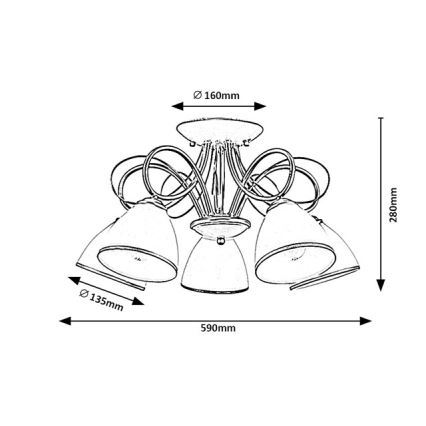 Brilagi - Lampadario a plafone FRED 5xE27/60W/230V Ø 59 cm oro
