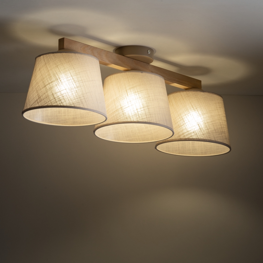 Brilagi - Lampadario a plafone LATTE SABIA 3xE27/60W/230V pino/beige
