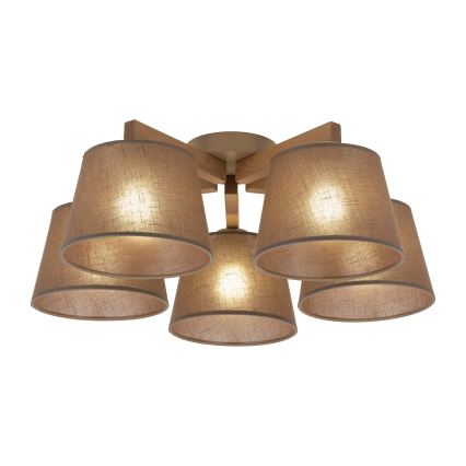 Brilagi - Lampadario a plafone LATTE SABIA 5xE27/15W/230V pino/marrone