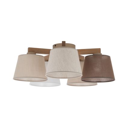 Brilagi - Lampadario a plafone LATTE SABIA 5xE27/15W/230V pino/misto