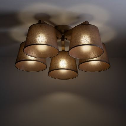 Brilagi - Lampadario a plafone LATTE SABIA 5xE27/60W/230V pino/marrone