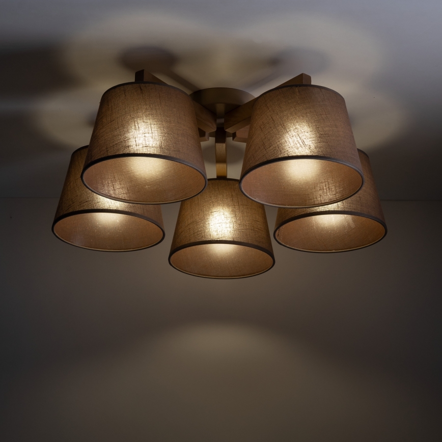 Brilagi - Lampadario a plafone LATTE SABIA 5xE27/60W/230V pino/marrone