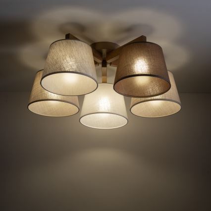 Brilagi - Lampadario a plafone LATTE SABIA 5xE27/60W/230V pino/misto