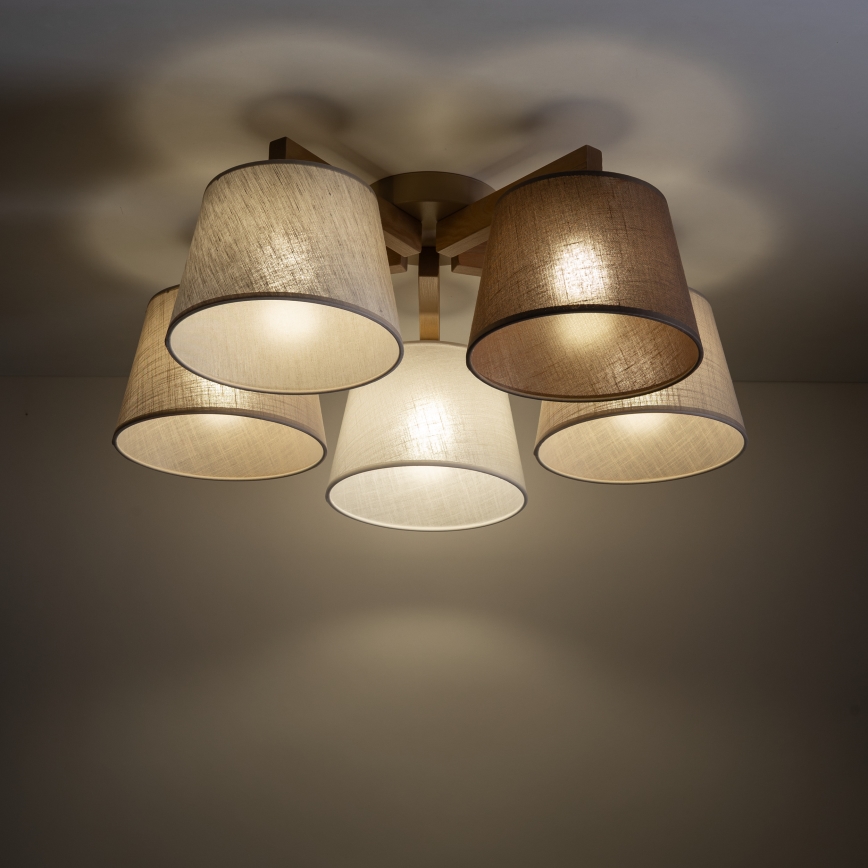 Brilagi - Lampadario a plafone LATTE SABIA 5xE27/60W/230V pino/misto