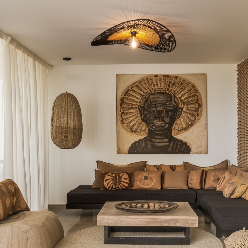 Brilagi - Lampadario a plafone LED CERIA BOHO 1xE27/40W/230V Ø 80 cm nero/marrone
