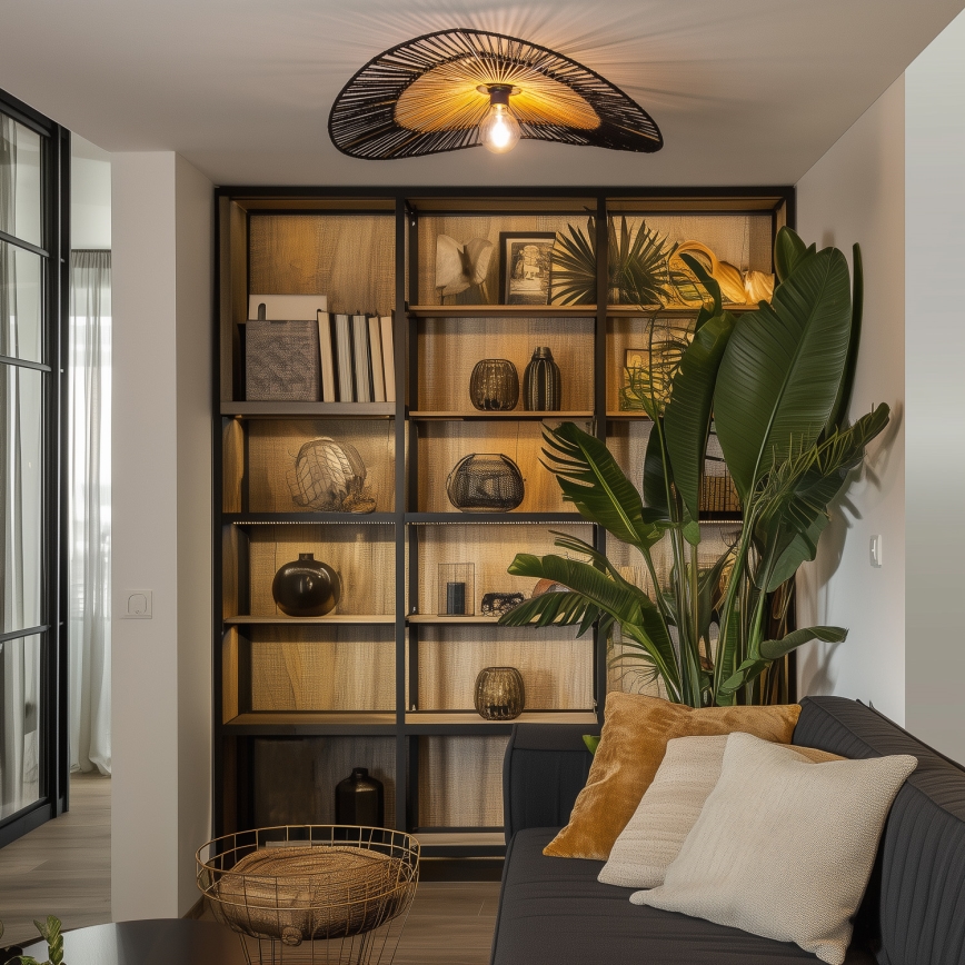 Brilagi - Lampadario a plafone LED CERIA BOHO 1xE27/40W/230V Ø 80 cm nero/marrone