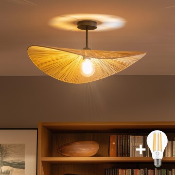 Brilagi - Lampadario a plafone LED CERIA BOHO 1xE27/60W/230V Ø 60 cm nero/beige