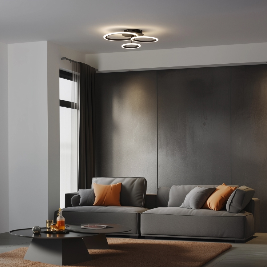Brilagi - Lampadario a plafone LED dimmerabile ORBITS LED/40W/230V 3000-6500K nero + telecomando