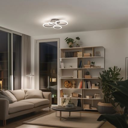Brilagi - Lampadario a plafone LED dimmerabile ORBITS LED/50W/230V 3000-6500K antracite + telecomando