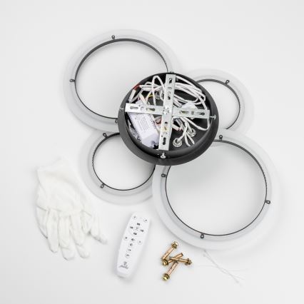 Brilagi - Lampadario a plafone LED dimmerabile ORBITS LED/50W/230V 3000-6500K antracite + telecomando