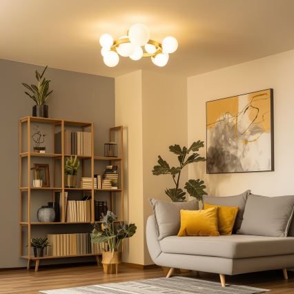 Brilagi - Lampadario a plafone LED MILLA 10xG9/3W/230V oro/bianco