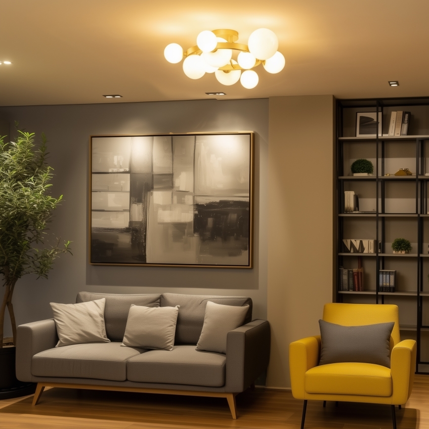 Brilagi - Lampadario a plafone LED MILLA 10xG9/3W/230V oro/bianco