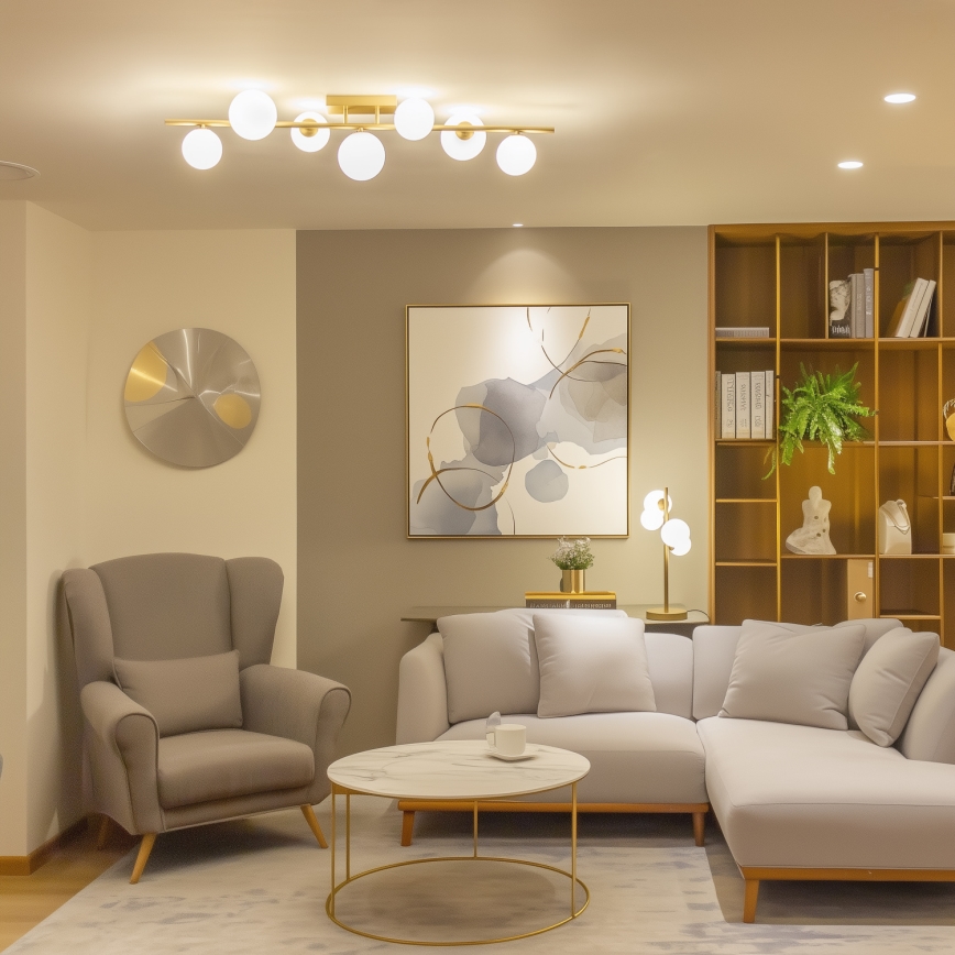 Brilagi - Lampadario a plafone LED MILLA 7xG9/3W/230V oro/bianco