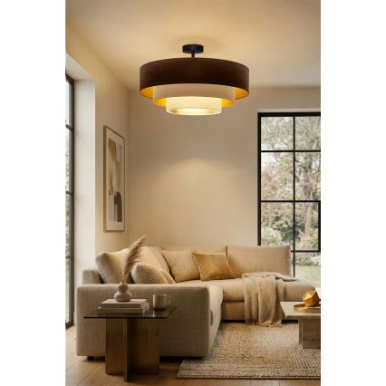 Brilagi - Lampadario a plafone LUNETA, 3xE27/60W/230V, Ø 80 cm, marrone/beige/crema