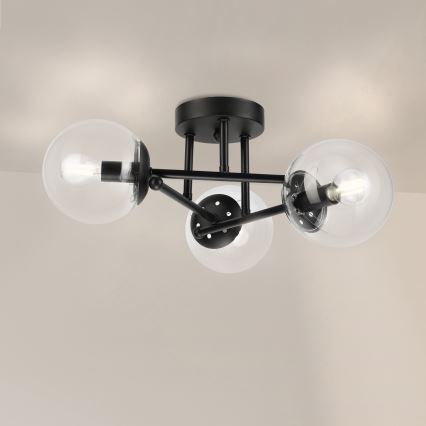 Brilagi - Lampadario a plafone MALIVA 3xE14/15W/230V nero/trasparente