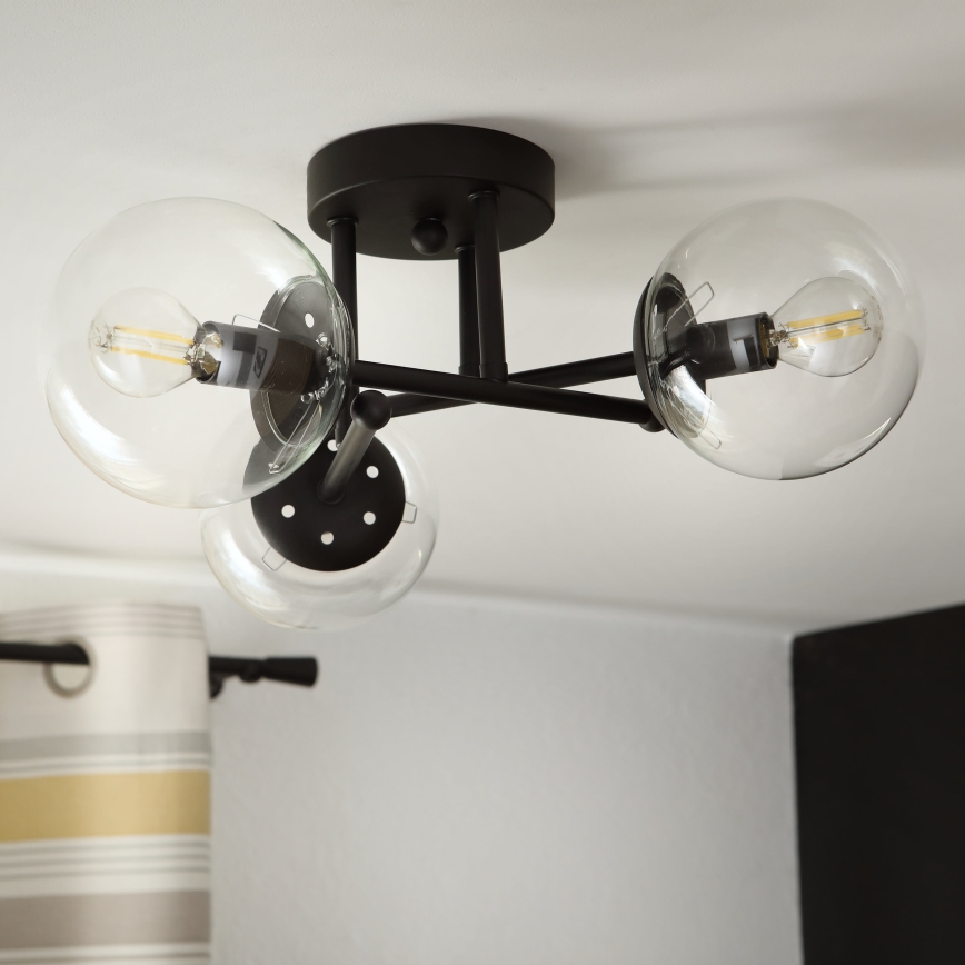 Brilagi - Lampadario a plafone MALIVA 3xE14/15W/230V nero/trasparente