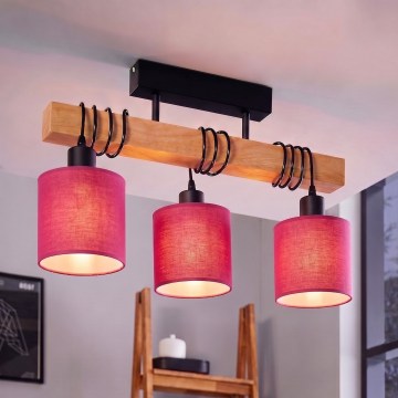 Brilagi - Lampadario a plafone NUBILA 3xE27/60W/230V pino/rosa