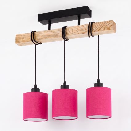 Brilagi - Lampadario a plafone NUBILA 3xE27/60W/230V pino/rosa