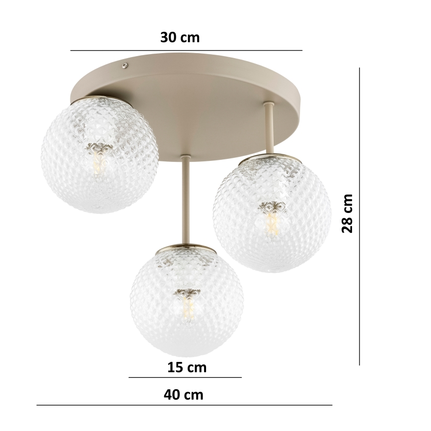 Brilagi - Lampadario a plafone STELLA 3xE27/60W/230V beige/oro