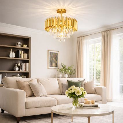 Brilagi - Lampadario a soffitto ECLIPSE 5xE14/10W/230V Ø 38 cm dorato