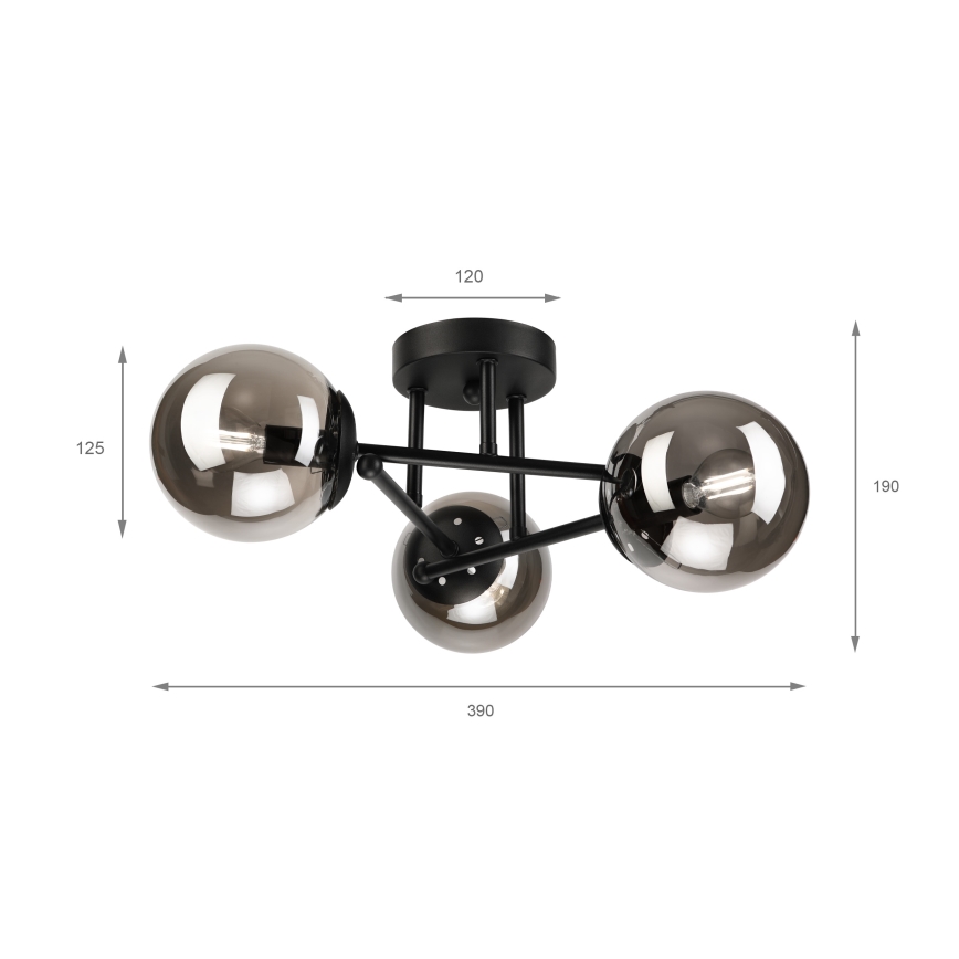 Brilagi - Lampadario a soffitto MALIVA 3xE14/15W/230V nero/fumé
