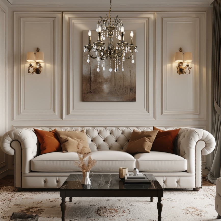 Brilagi - Lampadario a sospensione con catena CLASSIC 6xE14/60W/230V ottone