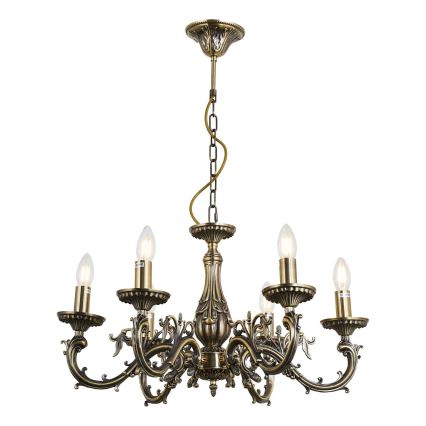 Brilagi - Lampadario a sospensione con catena CLASSIC 6xE14/60W/230V ottone