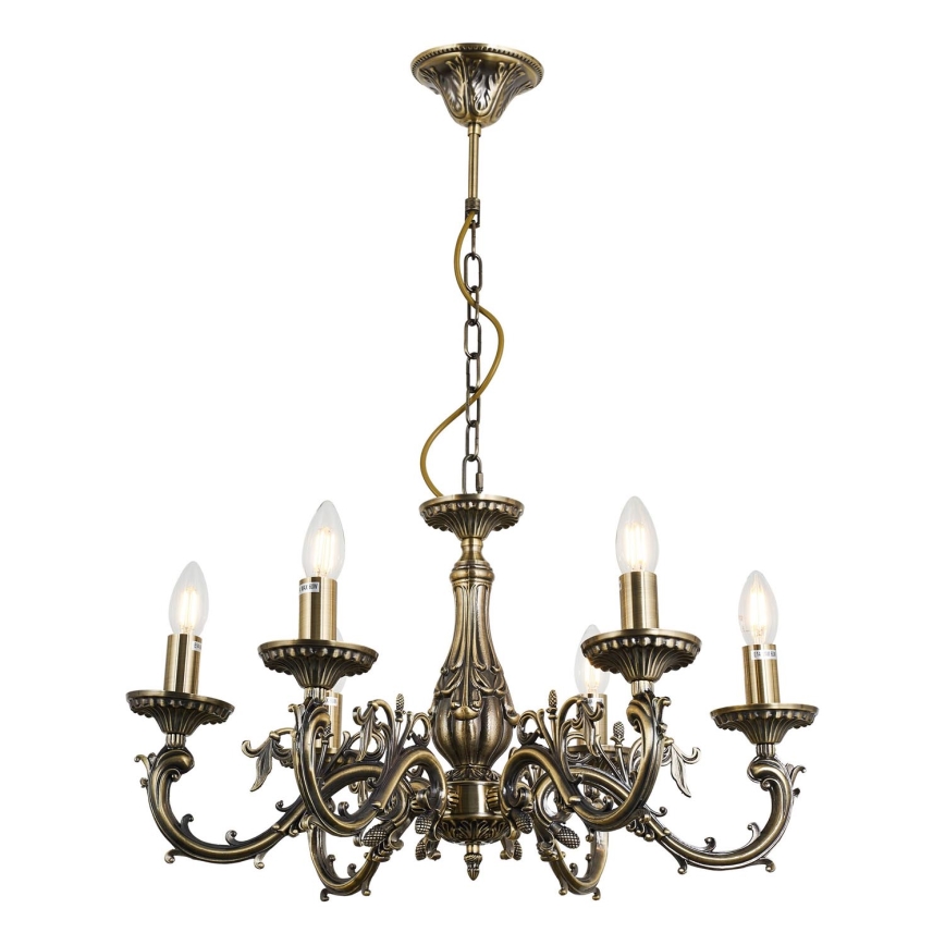 Brilagi - Lampadario a sospensione con catena CLASSIC 6xE14/60W/230V ottone