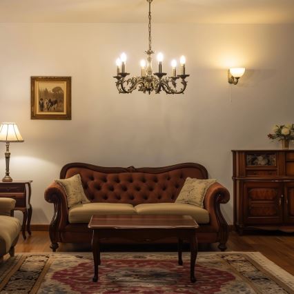 Brilagi - Lampadario a sospensione con catena CLASSIC 6xE14/60W/230V ottone