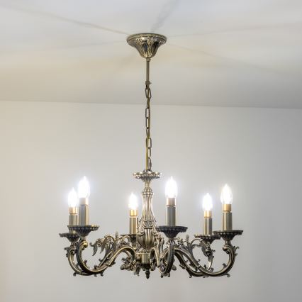 Brilagi - Lampadario a sospensione con catena CLASSIC 6xE14/60W/230V ottone