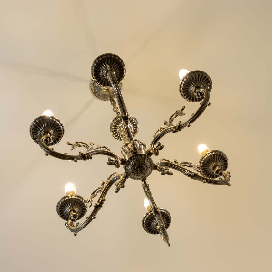 Brilagi - Lampadario a sospensione con catena CLASSIC 6xE14/60W/230V ottone
