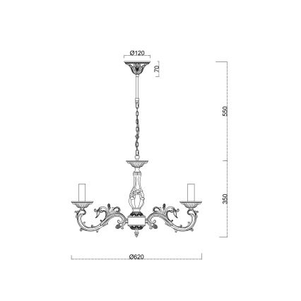 Brilagi - Lampadario a sospensione con catena CLASSIC 6xE14/60W/230V ottone