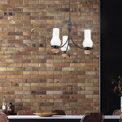 Brilagi - Lampadario a sospensione con catena COTTAGE 3xE14/40W/230V faggio/bianco