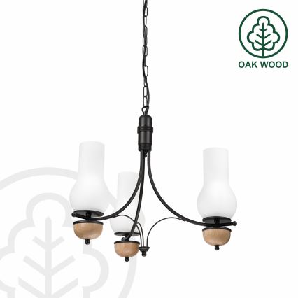 Brilagi - Lampadario a sospensione con catena COTTAGE 3xE14/40W/230V faggio/bianco