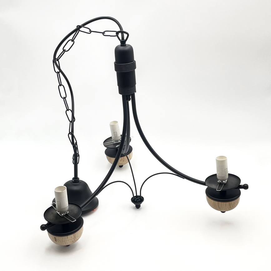 Brilagi - Lampadario a sospensione con catena COTTAGE 3xE14/40W/230V faggio/bianco