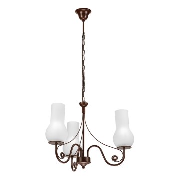 Brilagi - Lampadario a sospensione con catena COTTAGE 3xE14/40W/230V marrone/bianco