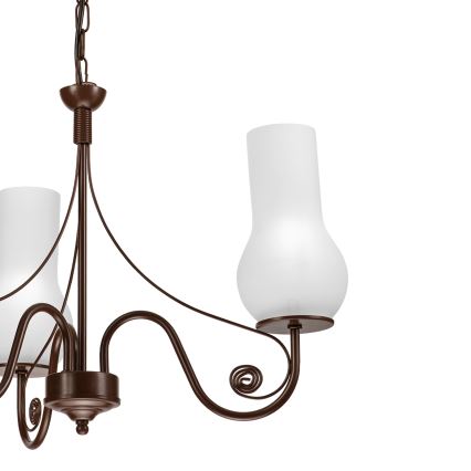Brilagi - Lampadario a sospensione con catena COTTAGE 3xE14/40W/230V marrone/bianco