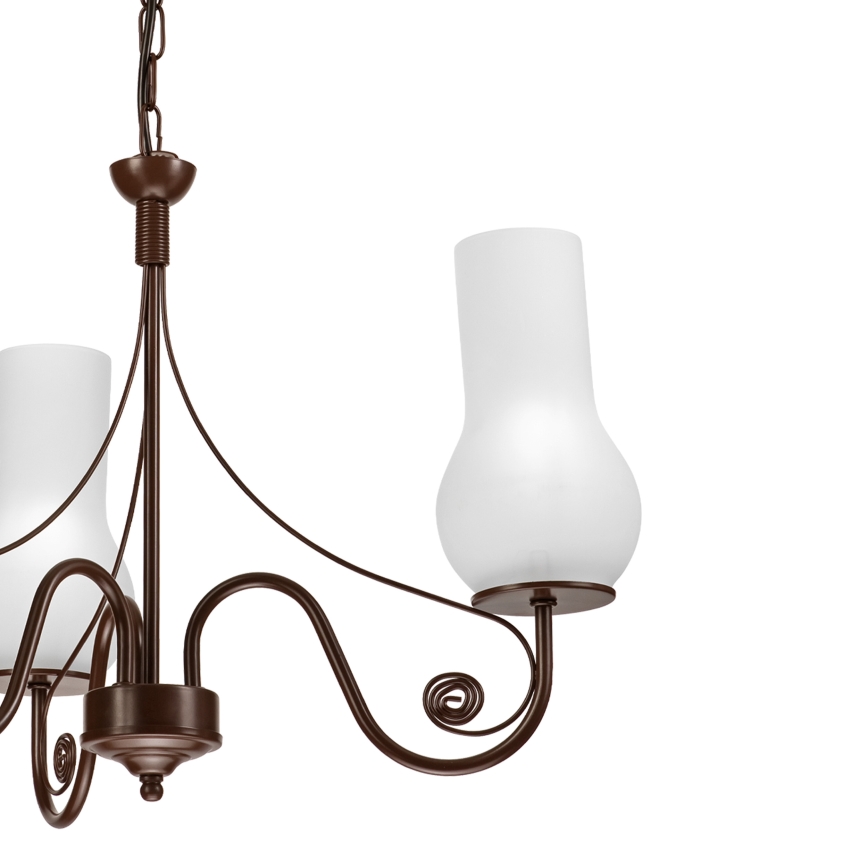 Brilagi - Lampadario a sospensione con catena COTTAGE 3xE14/40W/230V marrone/bianco