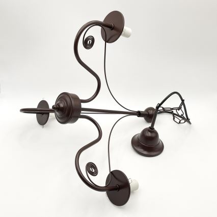 Brilagi - Lampadario a sospensione con catena COTTAGE 3xE14/40W/230V marrone/bianco
