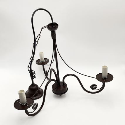 Brilagi - Lampadario a sospensione con catena COTTAGE 3xE14/40W/230V marrone/bianco