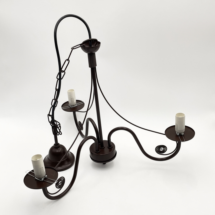Brilagi - Lampadario a sospensione con catena COTTAGE 3xE14/40W/230V marrone/bianco