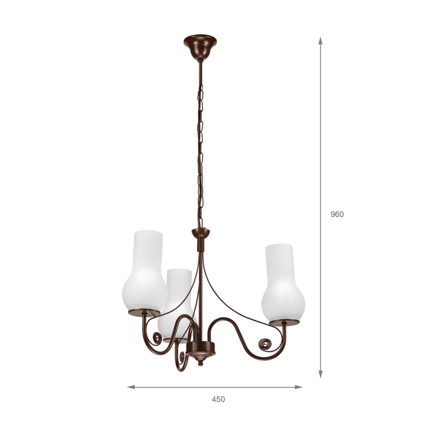 Brilagi - Lampadario a sospensione con catena COTTAGE 3xE14/40W/230V marrone/bianco